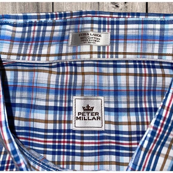 Peter Millar Button Down Up Shirt Long Sleeve Men’s Size XL Plaid 100% Cotton - Picture 3 of 7